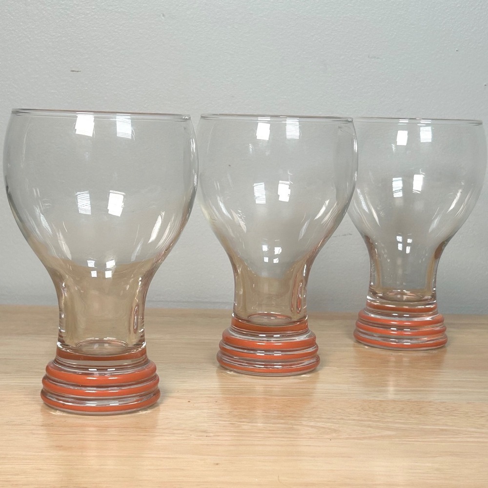 Fiesta Glassware Orange Stripe Tumblers Goblets Glasses Homer Laughlin Persimmon